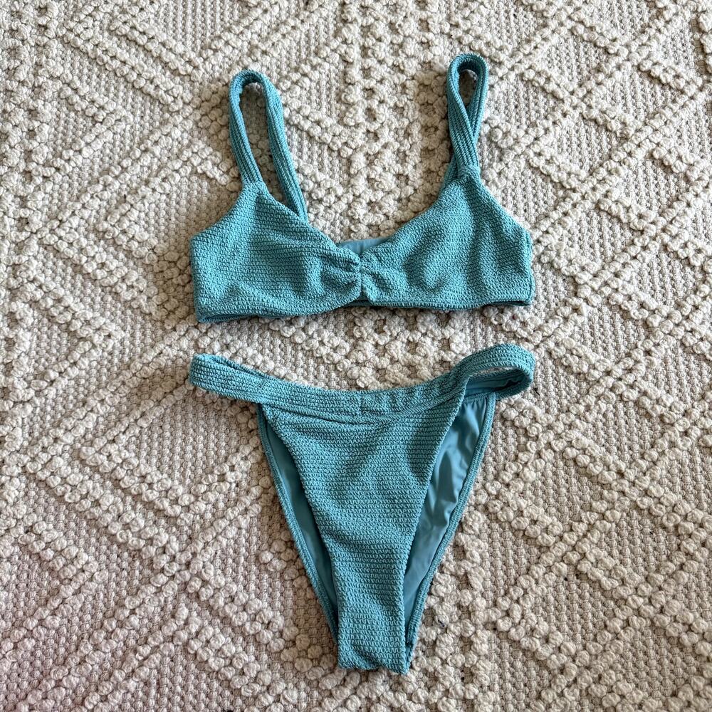 Pacsun LA Hearts Blue Textured Bikini